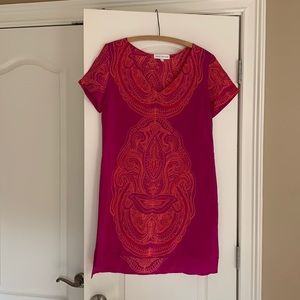 Amanda uprichard pink and orange silk shift dress